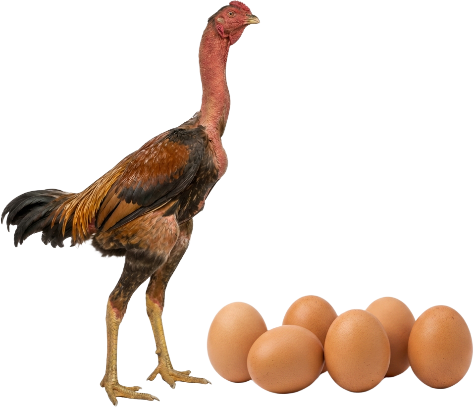 Galo Polaco Gigante e ovos férteis — imagem ilustrativa